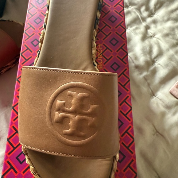 Tory Burch Royal Tan Espadrille Slides - Picture 1 of 4